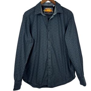 Robert Graham Falkland Geometric Print Medieval Tapestry Flip Cuff Dress Shirt L